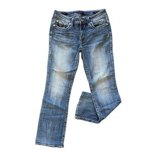 VIGOSS Slim Boot Jeans ✨ Embellished V Pockets Low Rise Medium Wash Size 10